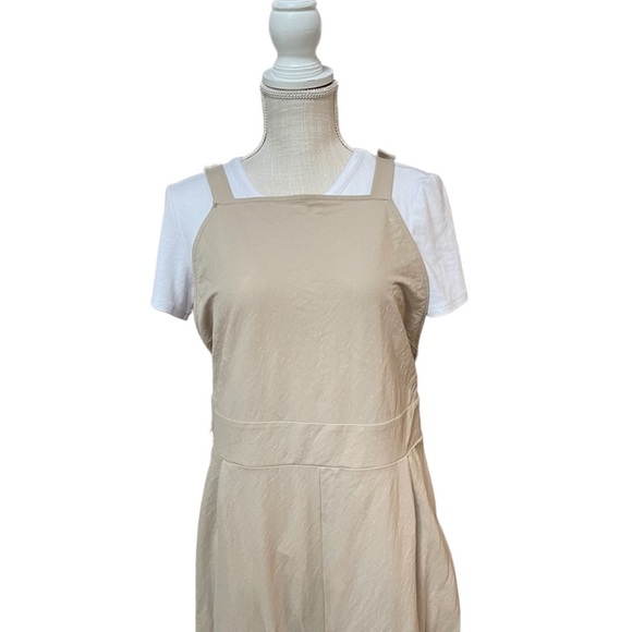 Zara Open Back Tie Full Body Long Jumpsuit in Light Tan Size: L - Picture 6 of 11